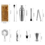 Kit Barman Luxo 12 Peças – Aço Inox Premium com Base em Madeira LUWAVE - Imagem 3