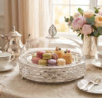 Bandeja Decorativa Espelhada em Aço Inox com Cúpula de Acrílico Premium 26CM - Imagem 3