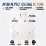 Avental Profissional de Lona Grossa Impermeável com 3 Bolsos