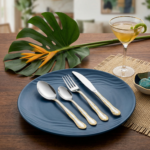 Jogo de Talheres LUWAVE 24 Peças em Aço Inox com Detalhes Dourados – Design Clássico e Elegante - Imagem 2