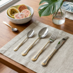 Jogo de Talheres LUWAVE 24 Peças em Aço Inox com Detalhes Dourados – Design Clássico e Elegante - Imagem 2