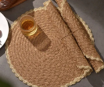 6 ou 12 Peças Jogo Americano Kit Trançado Redondo para Mesa de Jantar Sousplat Decorativo - Imagem 3