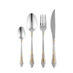 Jogo de Talheres LUWAVE 24 Peças em Aço Inox com Detalhes Dourados – Design Clássico e Elegante