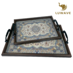 LUWAVE Kit 2 Bandejas de Madeira Decorativas com Alça Cantinho do Café e Servir - Imagem 6