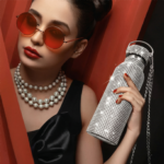 Garrafa Térmica Luxo Strass Brilhante Inox 500ml Luwave
