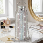 Garrafa Térmica Luxo Strass Brilhante Inox 500ml Luwave - Imagem 3