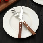 Kit Talheres Rústico Inox Com Cabo De Madeira 24 Pçs Luwave - Imagem 4