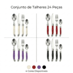 Aço inoxidável Talheres Set, Faca Bife, Garfo, Sopa, Chá Colher 24PCSb