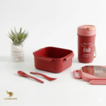 Kit Marmita Com Garrafa E Talheres Completo Luwave - Imagem 3
