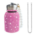 Garrafa Térmica Luxo Strass Brilhante Inox 230ml Luwave - Imagem 5