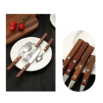 Kit Talheres Rústico Inox Com Cabo De Madeira 24 Pçs Luwave - Imagem 5