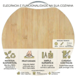 Tábua de Corte Redonda em Bambu Premium com Alça de Metal 28 cm / 30 cm - Imagem 3